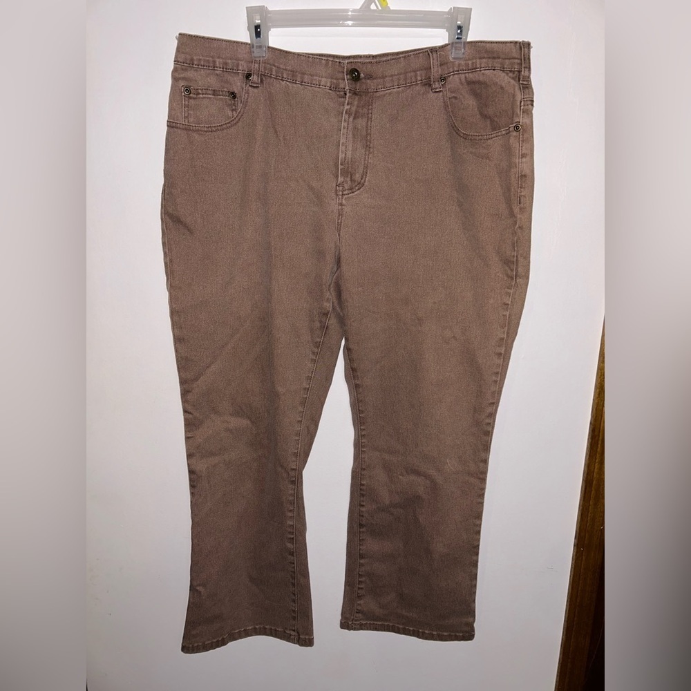DG2 by Diane Gilman Brown Ramie Pants Jeans